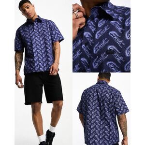 Lacoste NWT Men's Allover Logo Print Short Sleeve Shirt 100% Cotton Large